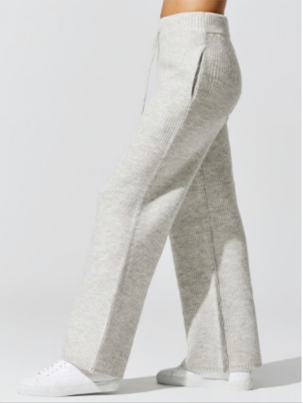 Carbon38 Wide Leg Ribbed Grey Pants